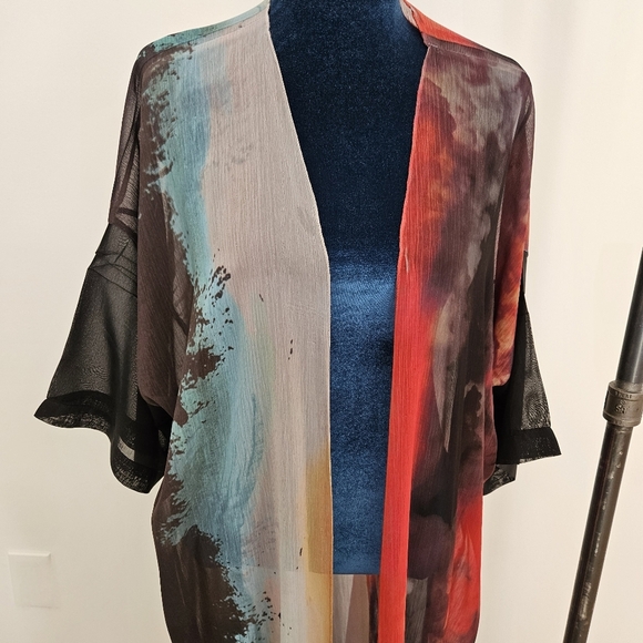 Mushka by Sienna Rose Duster 1X Plus Size Sunset Print Lightweight Art To Wear - Picture 12 of 15